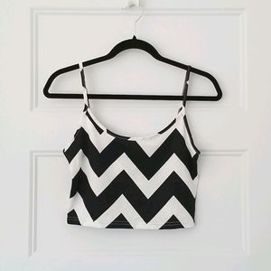 Cropped Black & White Chevron Tank Top